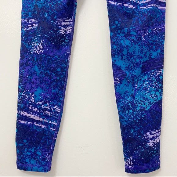Champion Duo Dry High Waisted Leggings Blue Paint Splatter Medium - Picture 3 of 11